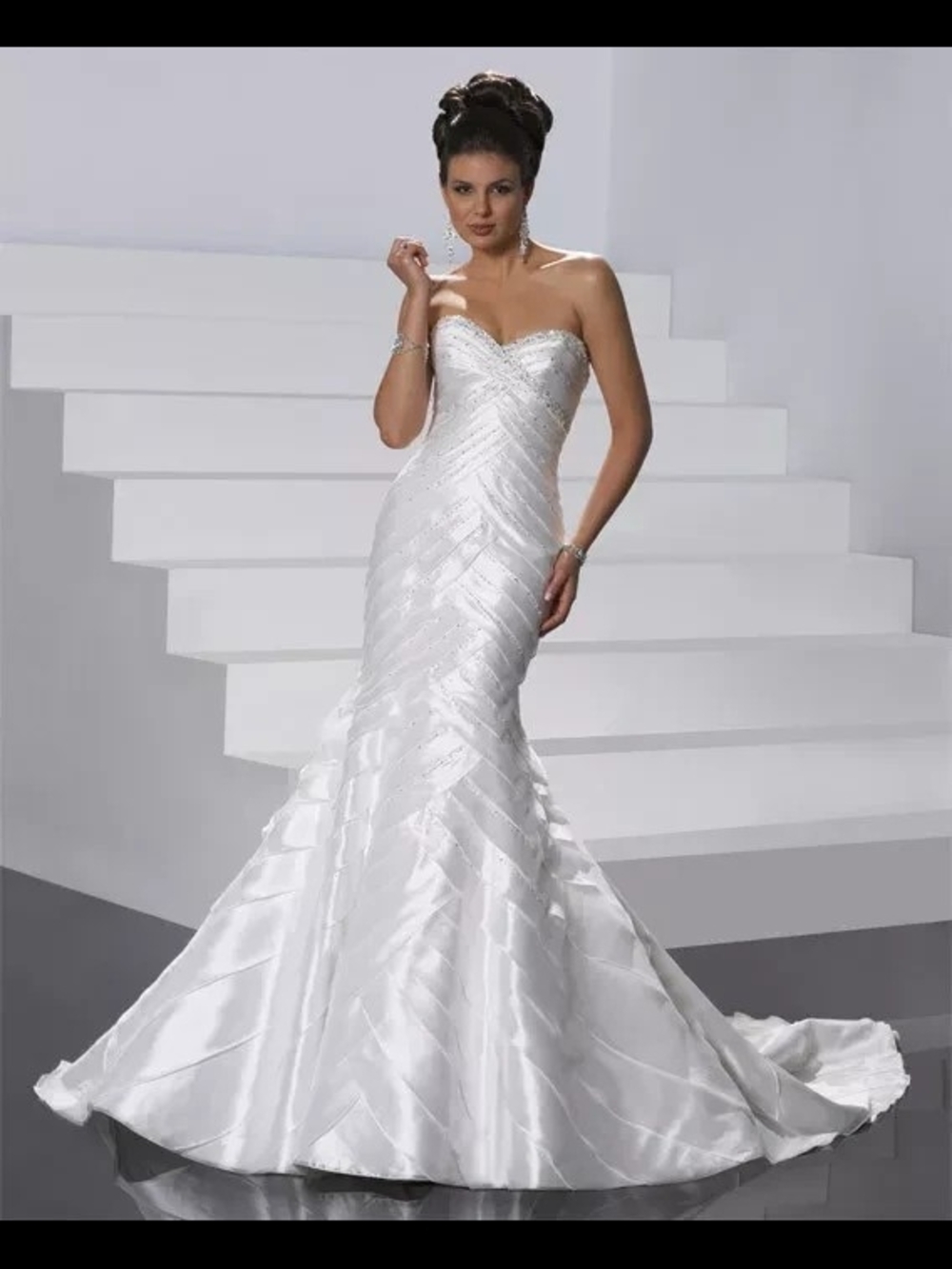 New Sottero & Midgley Farrah Size10 Dress White Corset Chevron Tiers RSM1065